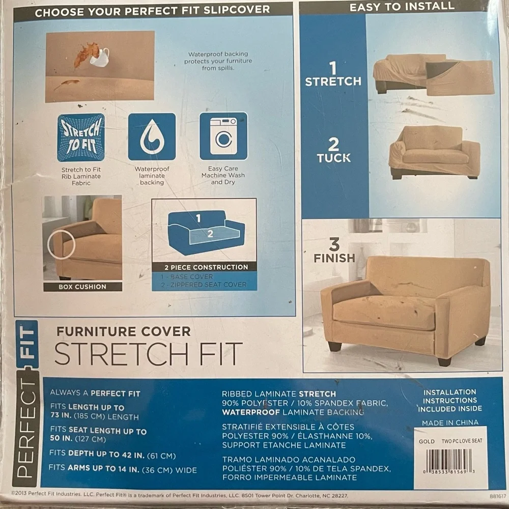 Perfect Fit Tan 2 Piece Love Seat Cover